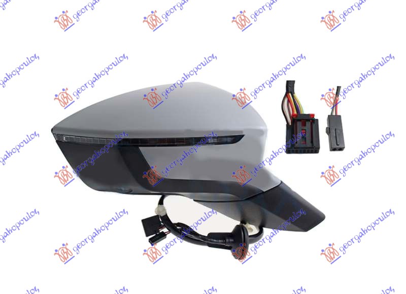 RETROVIZOR ELEK. SA GREJ. PM (ELEKTRO-SKLOPIV) (MIGAVAC) (SVETLO) (MRTAV UGAO) ( - DESNO