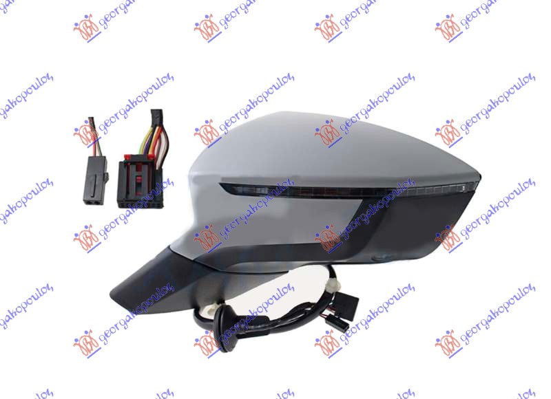 RETROVIZOR ELEK. SA GREJ. PM (ELEKTRO-SKLOPIV) (MIGAVAC) (SVETLO) (MRTAV UGAO) ( - LEVO