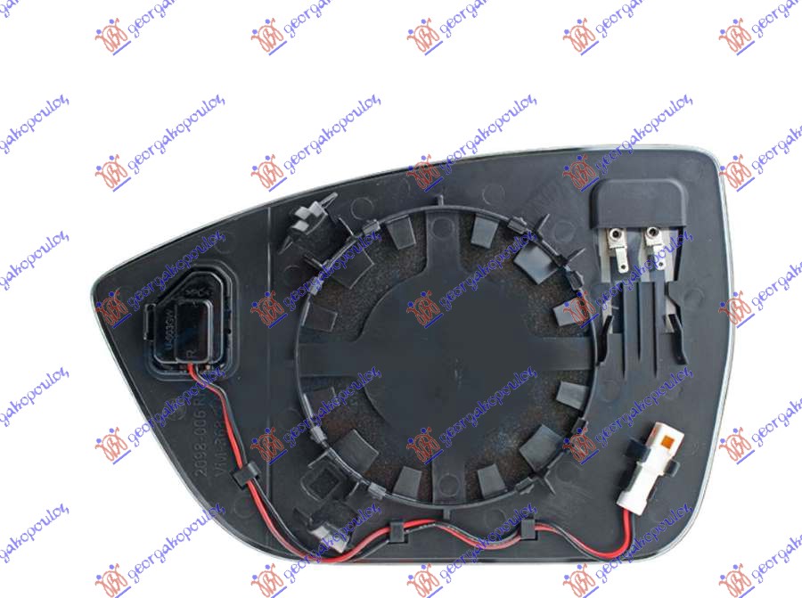 STAKLO RETROVIZORA SA GREJACEM (MRTAV UGAO) (KONVEKSNO) - DESNO