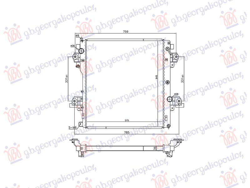 HLADNJAK MOTORA 3.0 D4-D DIZEL (AUTO) (570x650x36) (NRF)
