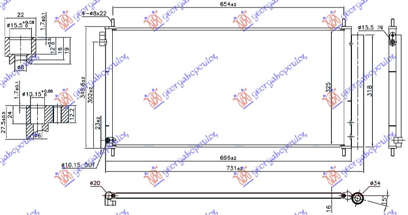 HLADNJAK KLIME 2.0 D4D DIZEL (696x325x16) (NISSENS)