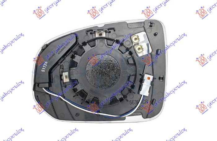 STAKLO RETROVIZORA SA GREJACEM (MRTAV UGAO) (KONVEKSNO) - DESNO