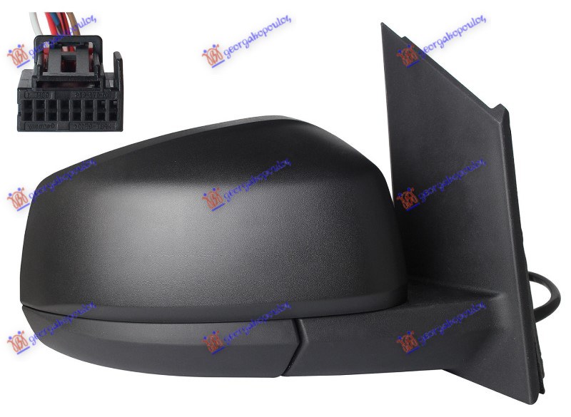 RETROVIZOR ELEKTRICNI SA GREJACEM CRNI (ELEKTRO-SKLOPIV) (7 PIN) (KONVEKSNO STAK