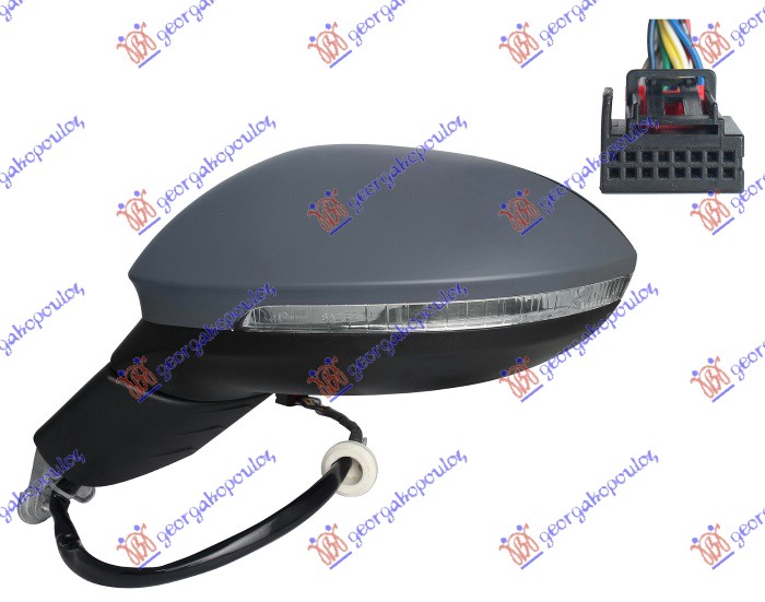 RETROVIZOR ELEKTRICNI SA GREJACEM PM (MIGAVAC) (ASFERICNO STAKLO) - LEVO