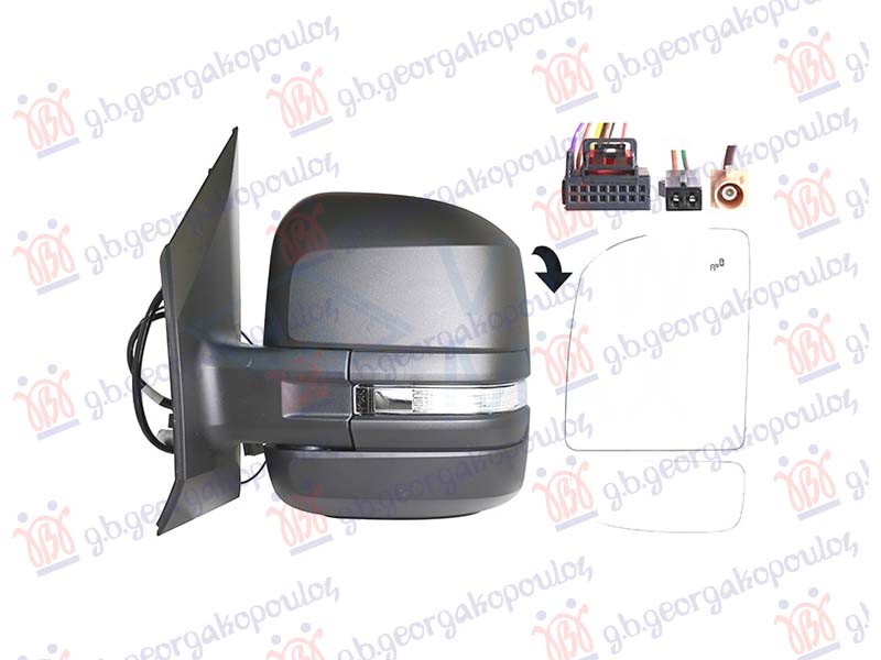 RETROVIZOR ELEKTRICNI SA GREJACEM KRATKI (ELEKTRO-SKLOPIV) (MIGAVAC) (MRTAV UGAO