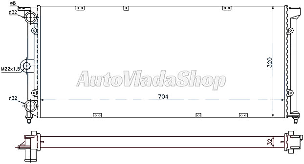 HLADNJAK VW PASSAT B2 16-18-16D AC+  80-88 /704*302