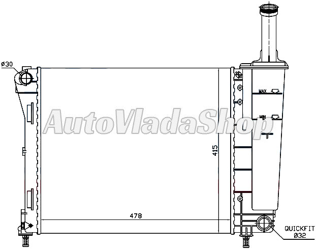 HLADNJAK MOTORA 1.2cc 8V (+/-AC) (48x41.5)