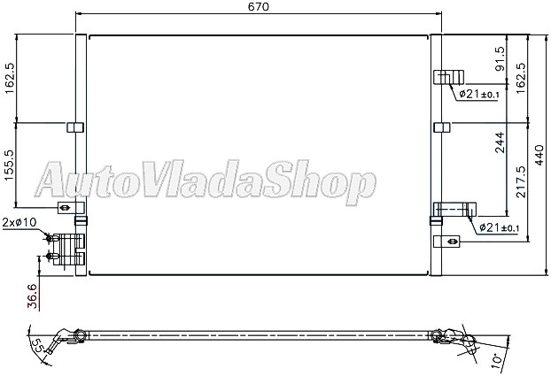HLADNJAK KLIME ZA SVE MODELE BENZIN/DIZEL (670x451x16) 02-