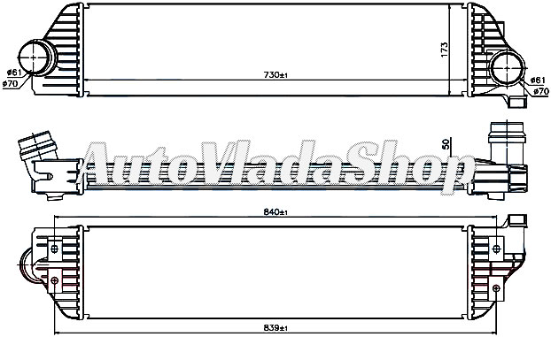 HLADNJAK INTERKULERA 2.3 CDTi (730x173x50)