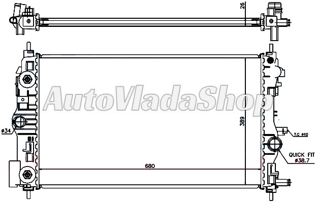 HLADNJAK MOTORA 1.4/1.6 TURBO BENZIN (AUTO) (68x39.5)
